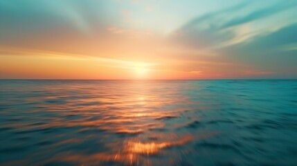  sunset colors on ocean horizon motion blur : Generative AI