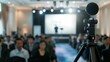 Abstract blurred people in press conference event business concept : Generative AI