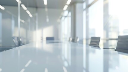 Leinwandbilder - Light blurred background Blur Modern contemporary office and meeting roominterior design with panoramic windows and a perspective : Generative AI