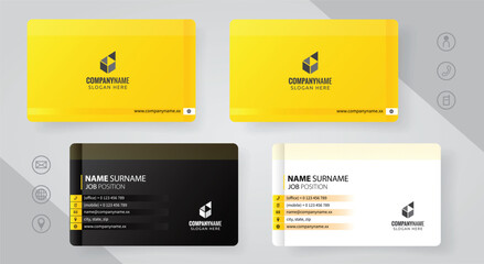 Wall Mural - Set of yellow and black Modern Corporate Business Card Design Templates, vector eps 10