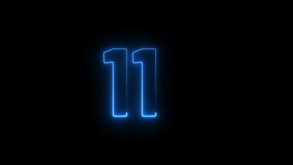 Neon countdown number background illustration 4k.