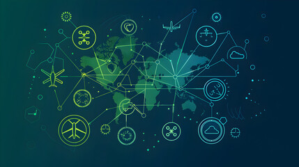 Wall Mural - Abstract infographics about airport sustainability.