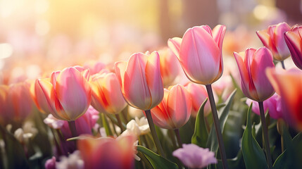  tulip flowers blooming in the garden
