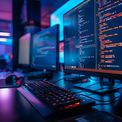 Wall Mural - Clarity of language in the IT world, with an atmosphere of cyber IT.