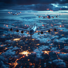 Wall Mural - Digital map showing cargo planes.