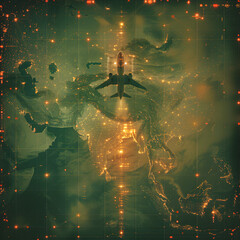 Wall Mural - Digital map showing cargo planes.