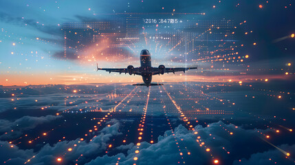 Wall Mural - Airplane in the airport, Ensuring data security and compliance in aviation software