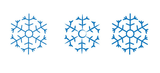 Wall Mural - snowflake winter set of black isolated nine icon silhouette on white background