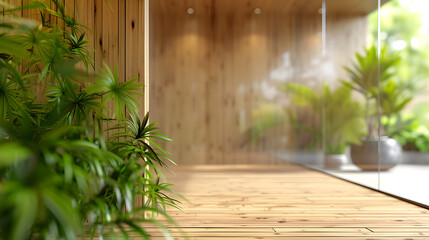 Poster - background where the wood texture is seen through a virtual glass panel, creating a sleek and modern effect