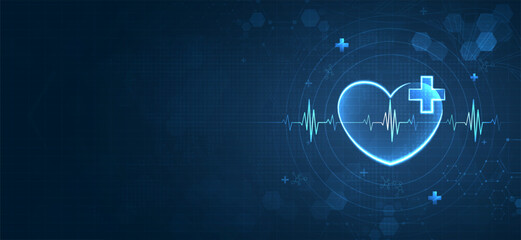 Wall Mural - Heart pulse and heartbeat. heartbeat lone, cardiogram. beautiful healthcare, medical background. modern simple design for medical apps, websites and hospital. vector design.