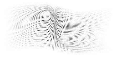 Flowing Dot Wave Pattern Halftone Curve Shape on Transparent Background