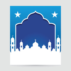 Wall Mural - simple islamic background with white and blue mosque