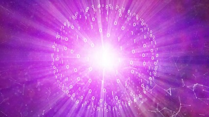 Wall Mural - Digital computer binary numbers sphere rotation background.
