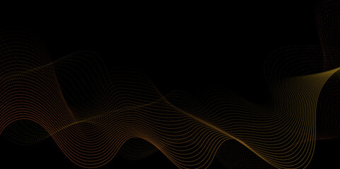 Wall Mural - Abstract orange wavy lines Digital frequency track equalizer background. Curved wave smooth stripe seamless pattern. Wave lines created using blend tool. graphic design template banner business wave