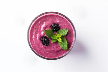 delicious and creamy blackberry smoothie garnished with fresh mint leaves, offering a refreshing and