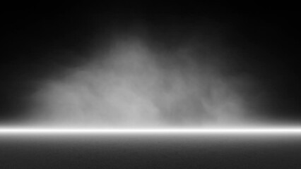 Wall Mural - Loop black and white realistic smoke on artistic empty stage background.