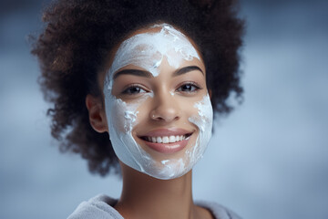 Wall Mural - A woman with a white face mask on