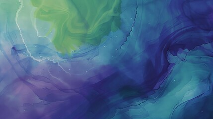 Wall Mural - A palette of watercolor paints its surface a swirling blend of blue purple and green hues.