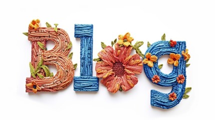 Wall Mural - The word Blog created in Embroidery Lettering.