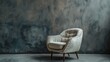 A stylish modern chair set against a grey backdrop. This piece of seating furniture exudes contemporary elegance. Radiating modern sophistication