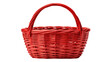 Red Wicker Basket on White Background. On a White or Clear Surface PNG Transparent Background..