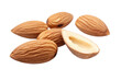 A Pile of Almonds on a White Background. On a White or Clear Surface PNG Transparent Background..