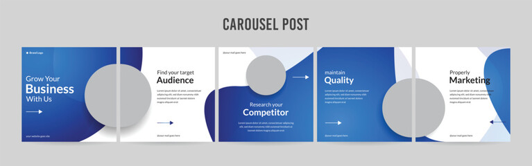 Wall Mural - set of minimalist business carousel post, customize social media template design, instagram and link