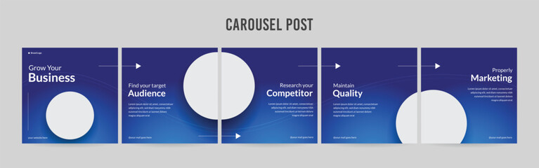 Wall Mural - set of minimalist business carousel post, customize social media template design, instagram and link