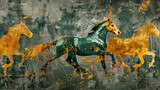 Fototapeta Motyle - A stunning oil painting of a majestic horse graces the wall with its presence, its regal demeanor captured in exquisite detail. 