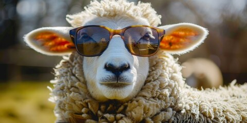 Canvas Print - A sheep wearing sunglasses and a hat