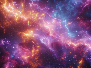 Astonishing View of a Cluster Illuminating the Night Sky, Colorful view of a nebula.