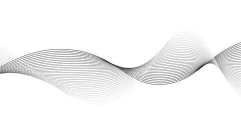 Abstract wavy technology curve lines on transparent background isolated. Grey wave swirl,Stylized line art background. Vector,	