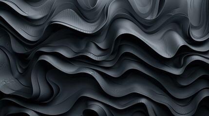 3D modern abstract black background consisting of many layers and waves