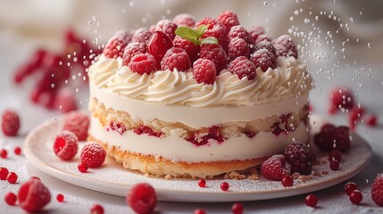 Poster - birthday berry cake in a plate