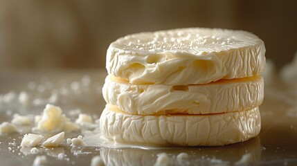 Canvas Print - homemade milk cheese closeup