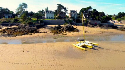 Wall Mural - Vue aérienne de la Plage et de la Côte bretonne, Côte Atlantique, Plage des Chevrets, La Guimorais, Anse de Rotheneuf, Rotheneuf