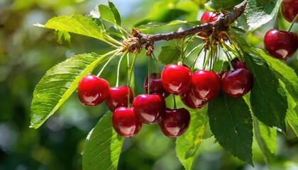 Poster - Fresh cherry fruit on the tree