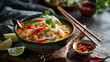 Penang assam laksa dish on a table a Malaysian spicy noodle dish popular in Southeast Asia