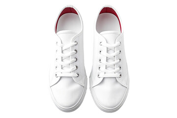 Wall Mural - Pair of White Shoes on White Background. On a White or Clear Surface PNG Transparent Background..