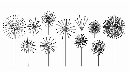 Wall Mural - Illustration of fireworks shapes in a flat design style.