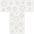 A set of contour illustrations in the style of stained glass with snowflakes, dark contours on a white background