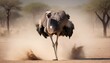 An Ostrich With Its Powerful Legs Kicking Up Dust Upscaled 2