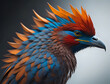 blau oranger Fantasie Vogel