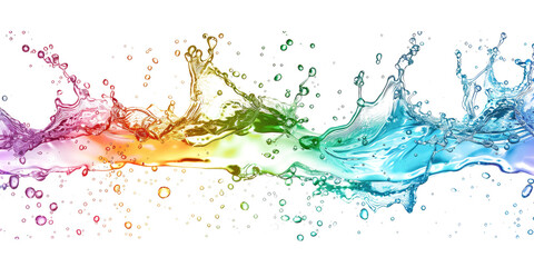 colorful rainbow colored liquid splashing isolated on white or transparent png