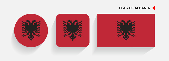 Wall Mural - Albania Flags arranged in round, square and rectangular shapes