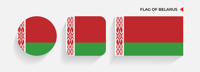 Wall Mural - Belarus Flags arranged in round, square and rectangular shapes