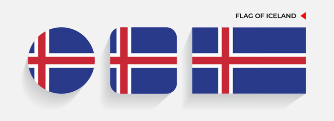 Wall Mural - Iceland Flags arranged in round, square and rectangular shapes