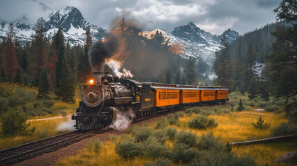 Wall Mural - Narow gauge railway in wild west, USA.