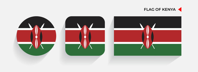 Wall Mural - Kenya Flags arranged in round, square and rectangular shapes