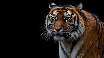 Wall Mural - Tiger with a black background